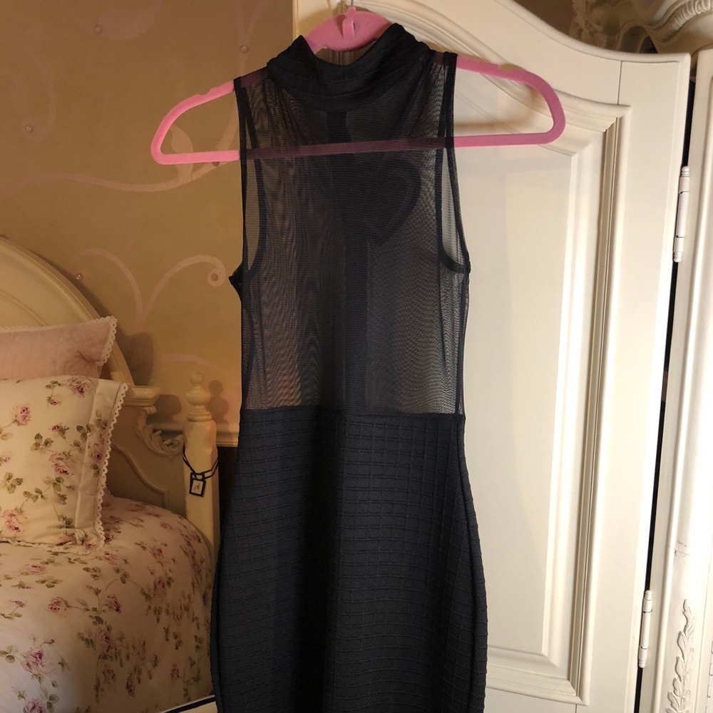 Mesh body contour black dress
